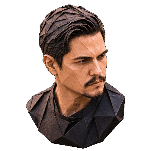 Neo Mello - Busto 3D Origami em Papel - Fundador da neoflowoff.agency